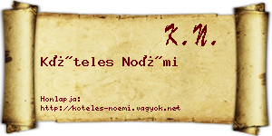 Köteles Noémi névjegykártya