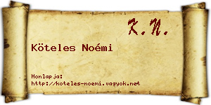 Köteles Noémi névjegykártya